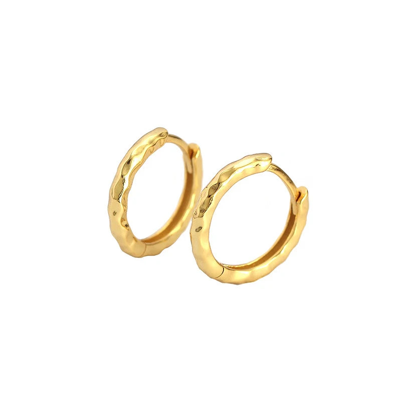 WANTME 925 Sterling Silver Simple Baroque Irregular Whacking Piercing Ear Clasps for Women Fashion Hoop Earrings Party Jewellery