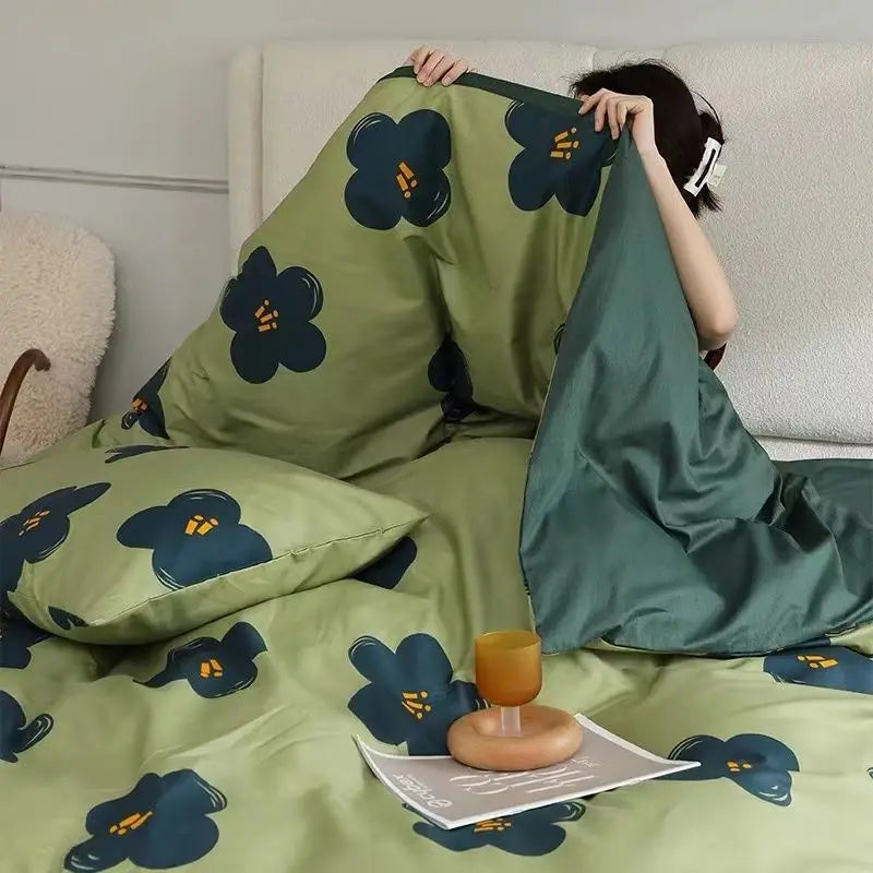 Floral Bed Duvet Covers Pastoral Four Seasons Polyester Quilt Cover King Queen Size Bedroom Bedding Home Textile Simple Cozy