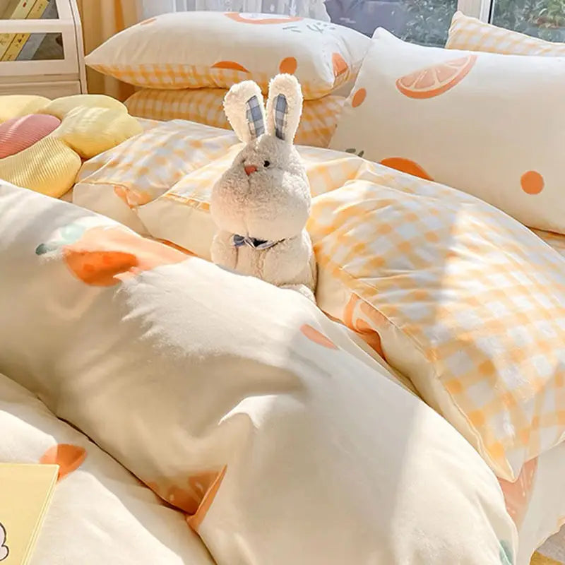 Floral Bed Duvet Covers Pastoral Four Seasons Polyester Quilt Cover King Queen Size Bedroom Bedding Home Textile Simple Cozy