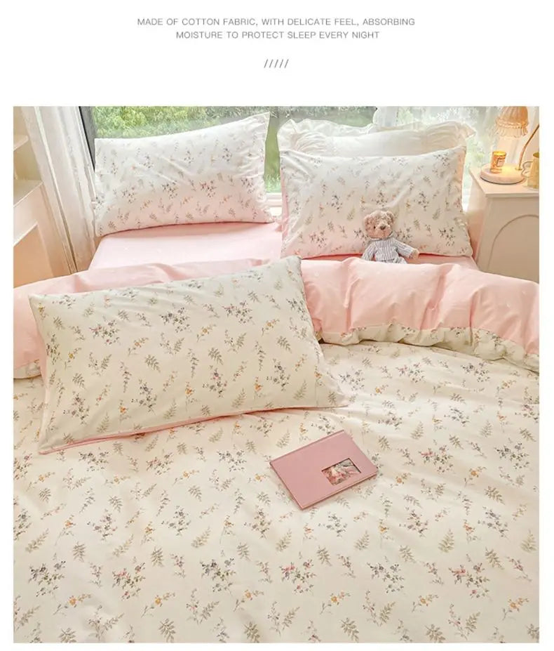 Floral Bed Duvet Covers Pastoral Four Seasons Polyester Quilt Cover King Queen Size Bedroom Bedding Home Textile Simple Cozy