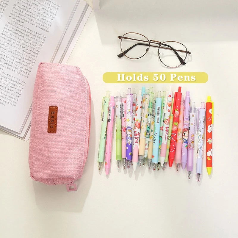 Kawaii Pencil Case for Girls Boys Large Capacity Cute Washable Pen Cosmetic Bag Multicolor Optional School Supplies Stationery