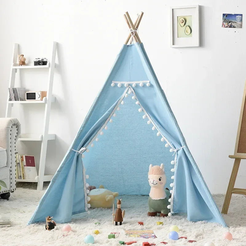 1.6M Portable Children Tents Tipi Play House Kids Cotton Canvas Indian Play Tent Wigwam Child Beach Teepee Party Room Decor