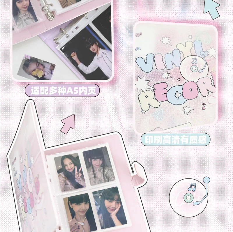 MINKYS Kawaii PU Leather 25R Big A5 Kpop Photocard Binder Collect Book Idol Photo Card Holder Photocard Album