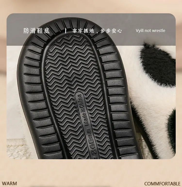 Pink clog slippers with fur slides women's indoor kawaii bowknot mules woman winter 6 cm platform fluffy home slippers ladies