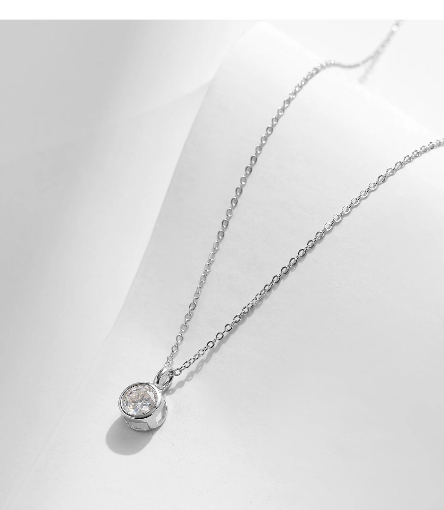 MODIAN 1 Carat D Color Round Bezel Setting Moissanite Pendant Necklace 925 Silver Lab Diamond Women Jewelry With Certificate Box