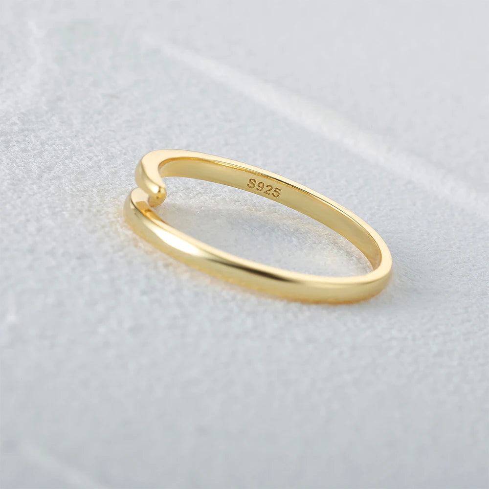 CANNER Minimalist 925 Sterling Silver Classic Gloss Open Finger Rings for Women Girls Wedding Engagement Ring Fine Jewelry Gifts