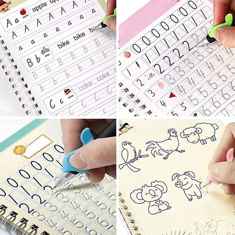 German Children's Copy Book 13x19cm Deep Groove Magic Book Alphabet Learning Numbers Handwritten German Magic Practice Copybook