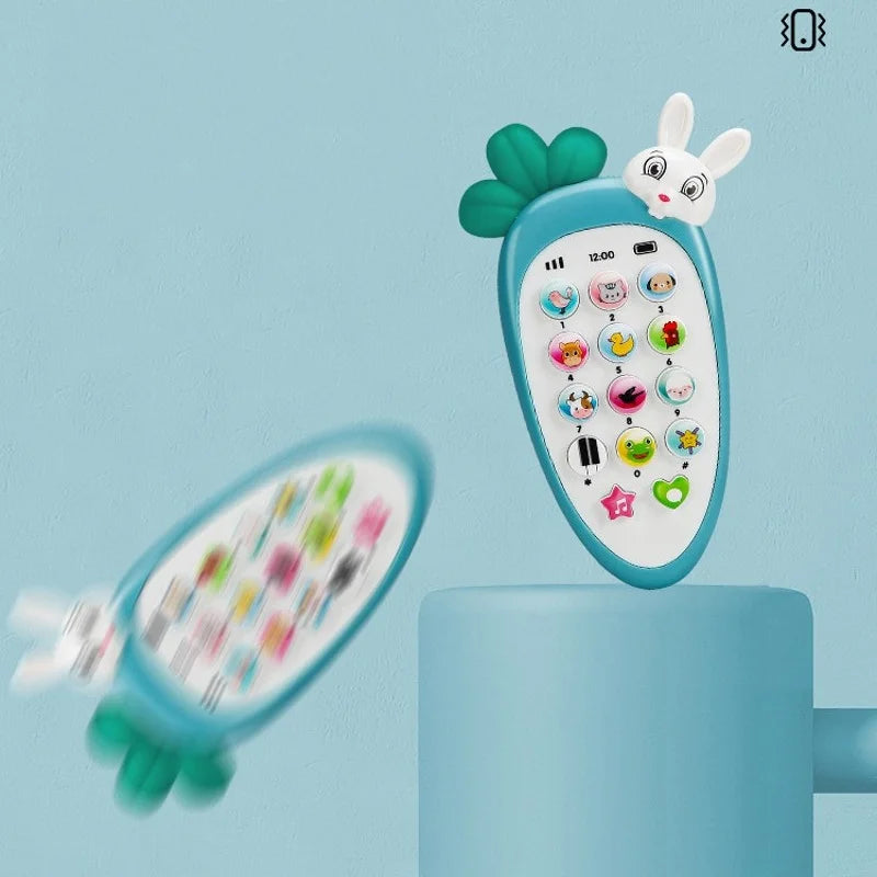 Creative Cartoon Rabbit Carrot Simulation Music Phone Toys Silicone Can Chew Mobile Phones Baby Education Learning Props Gifts