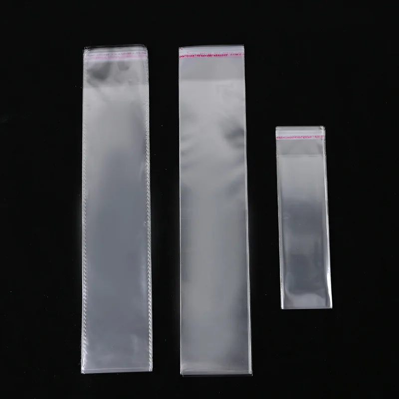 TETP 200Pcs Long Clear Self Adhesive Bags For Bracelet Necklace Pencil Jewelry Gifts Accessories Packaging Storage Plastic Bag
