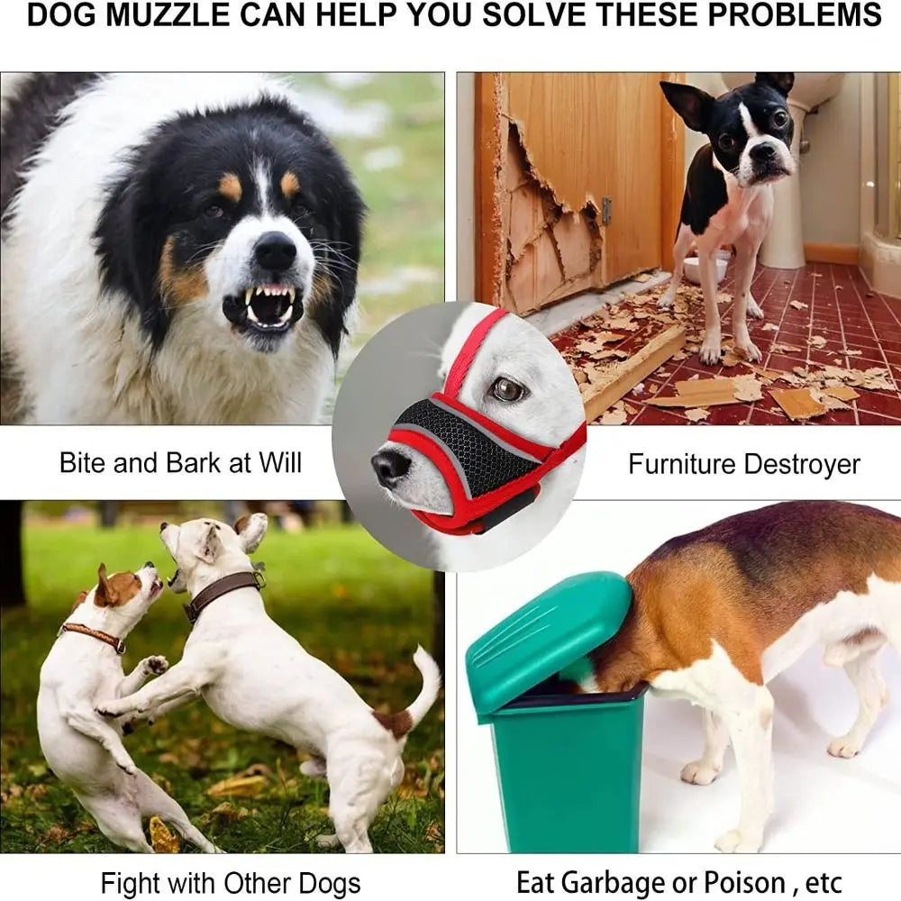 Anti Barking Dog Muzzle For Small Large Dogs Adjustable Mesh Breathable Pet Mouth Muzzles For Dogs Nylon Straps Dog Accessories