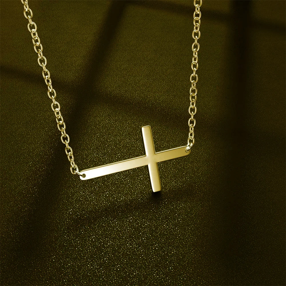 DPLAOPA 925 Sterling Silver Gold Cross Necklace Choker Gift for Her Protection Birthday Gift Religious Jewelry Holy Communion