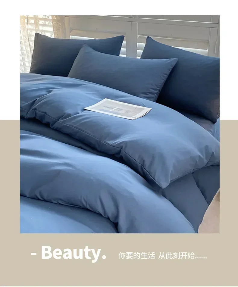 Solid Color Simple 3 Four-piece Set Student Dormitory Household Bed Sheet Kit