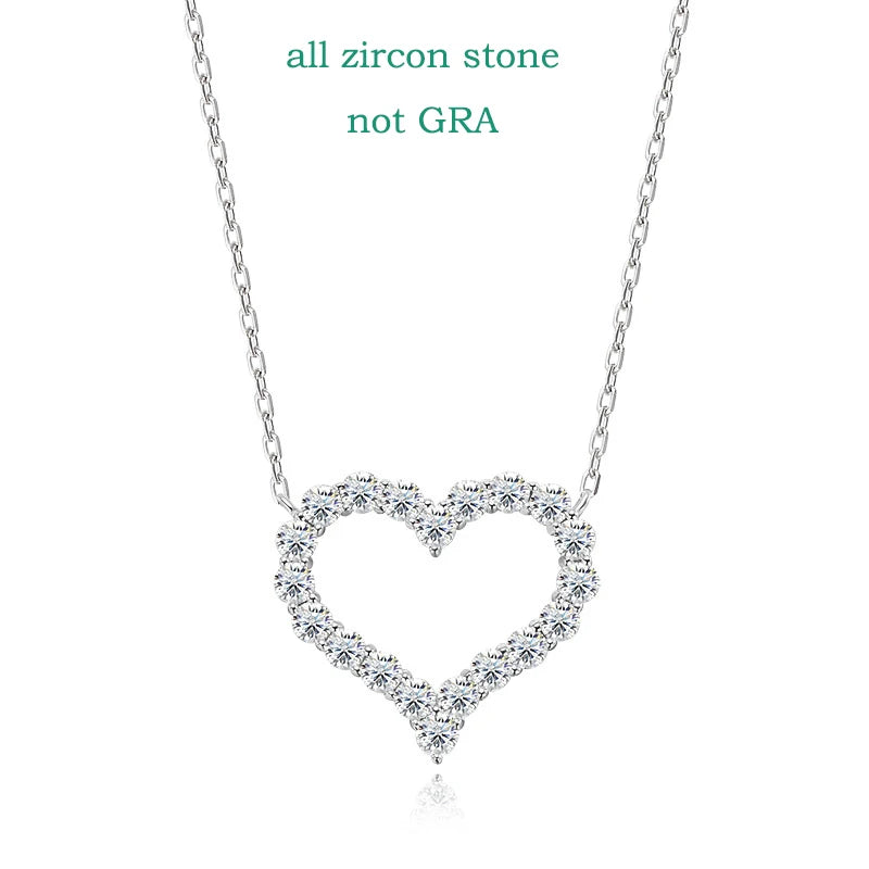 Smyoue 2CT Pass Tested Moissanite Heart Necklace for Women S925 Silver Plated Platinum Simulated Diamonds Pendant Birthday Gift