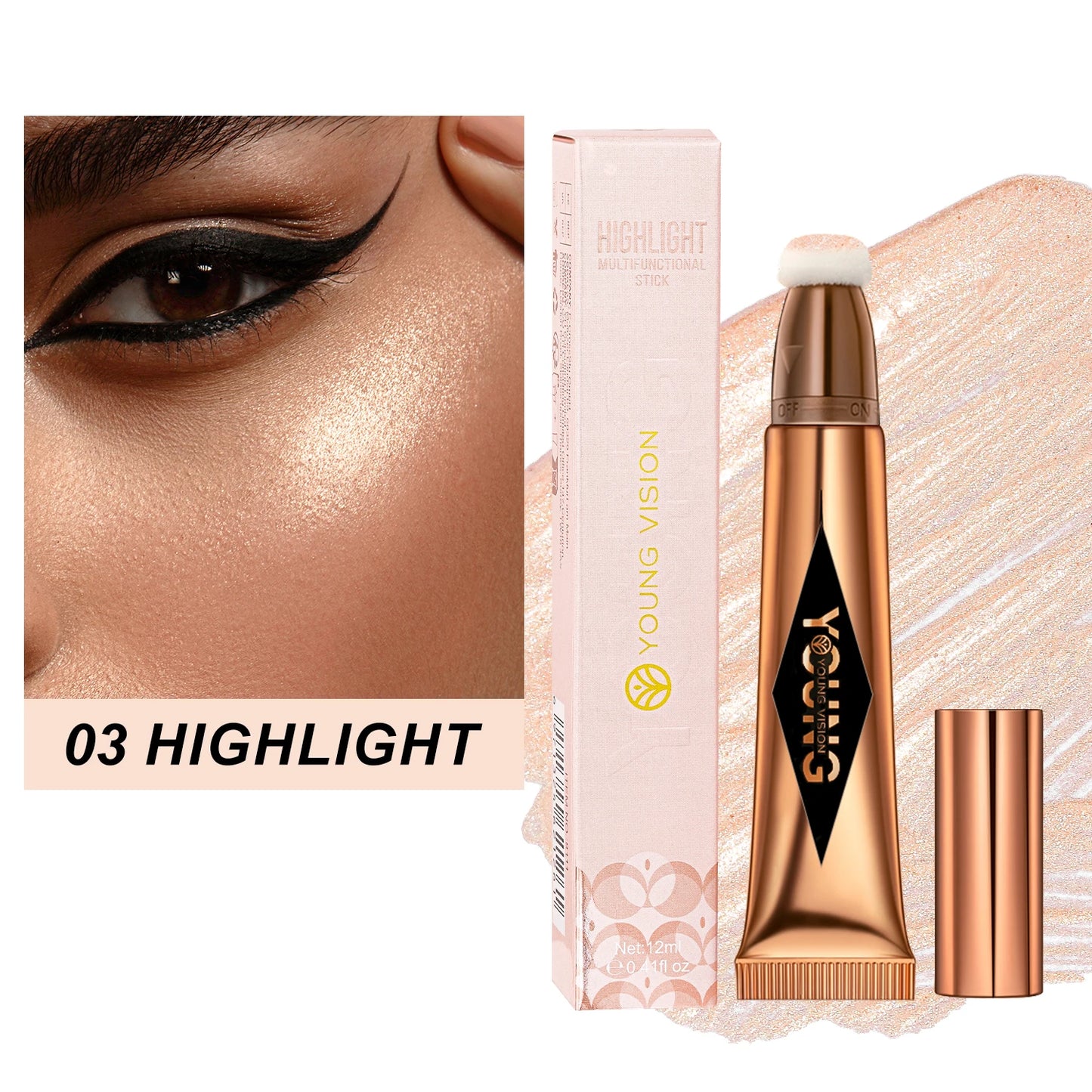 Multifunctional Liquid Blush Face Contour Highlight Eye Shadow Stick durable waterproof silky all-in-one creamy texture
