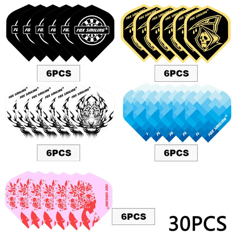 Fox Smiling 30PCS Dart Flights Wolf Pattern PET Dart Accessories Dardos Feather Leaves