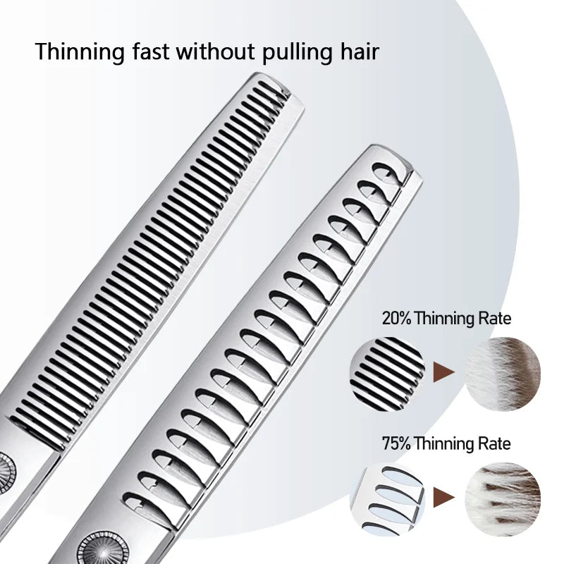 Fenice Professional Home Pets Grooming Set 6//6.5/7/7.5 Inch Bearing Screw Straight Curved Thinning Chunker Shears for Dogs/Cat