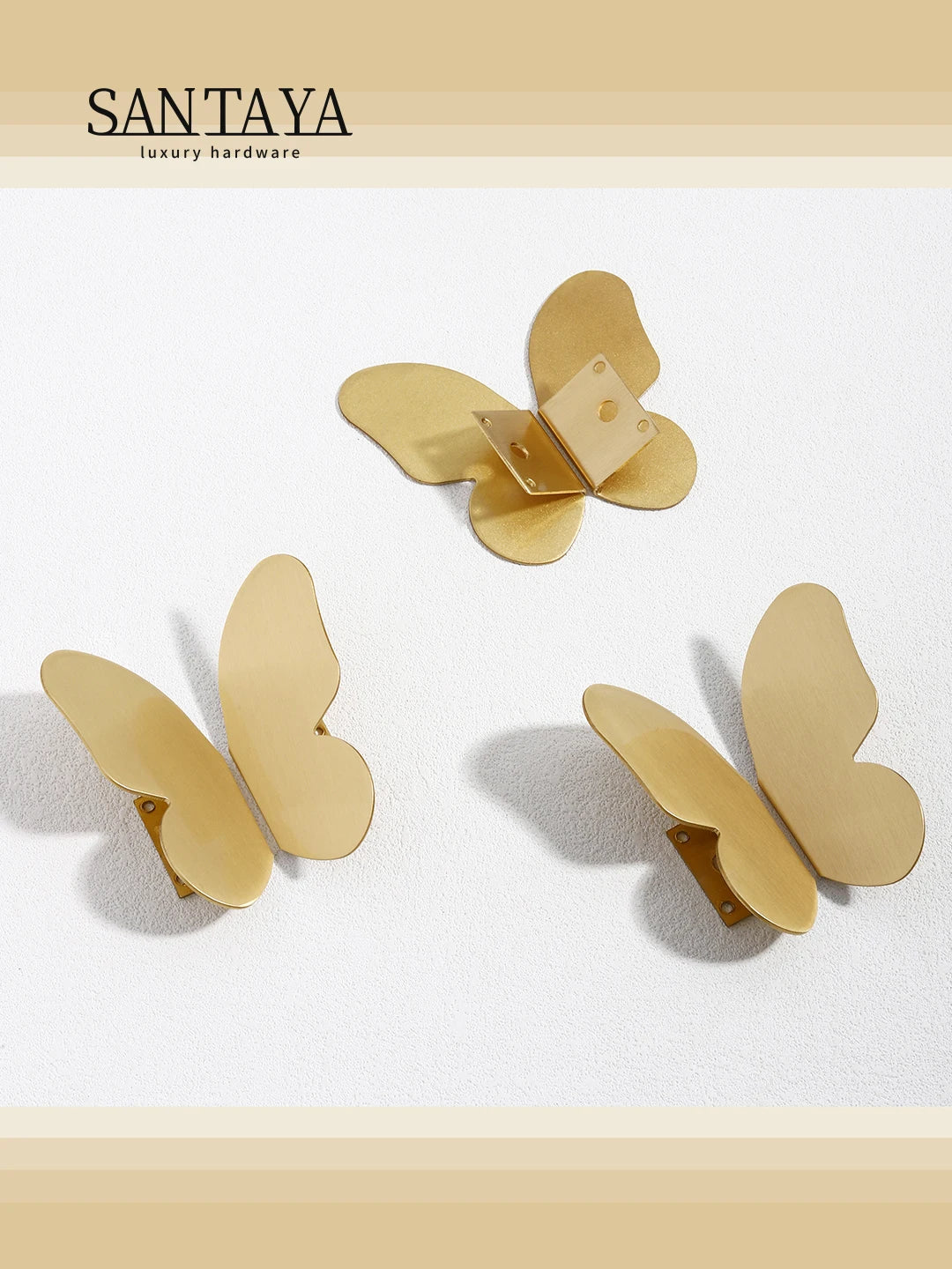 Brass Butterfly Furniture Handles Gold Ins Wind Insect Design Bedroom Wardrobe Children's Room Pulls Cabinet Drawer Dresser Knob