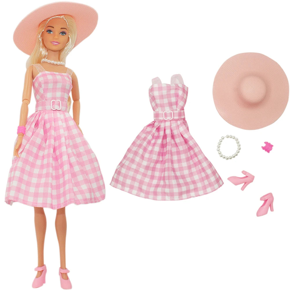 Mix Style Pink Clothing Set For Barbie Clothes Doll Accessories Fashion Coat Pants For 30 CM And 11.8 Inch Dolls Dress JJ