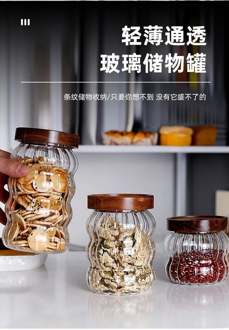 Glass Jars With Lids Container for Cereals Mason Jar Sugar and Tea Cans Storage Containers Hermetic Pots for Food Airtight Lid