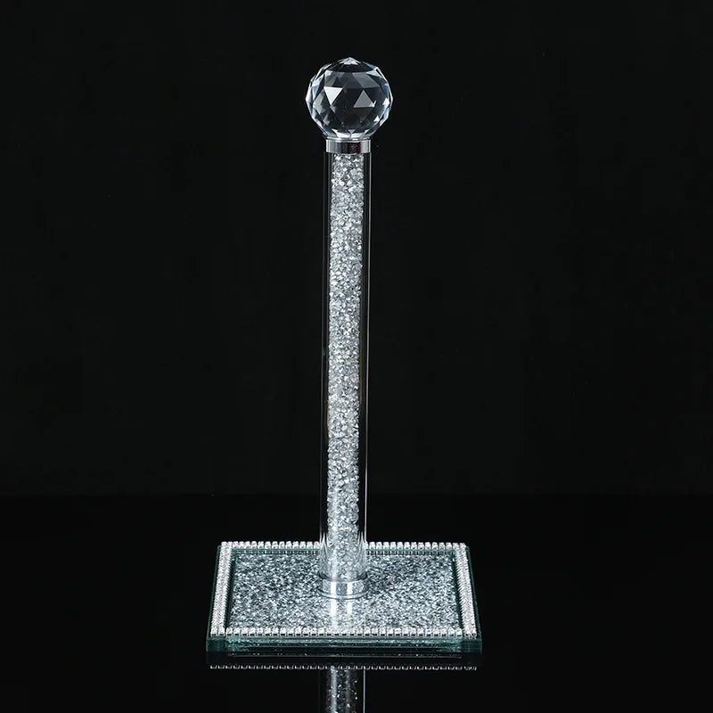 Crystal Paper Towel Holder Stand Countertop Toilet Tissue Roll Holders with Bling Heavy Base House Decor for Kitchen Bathroom