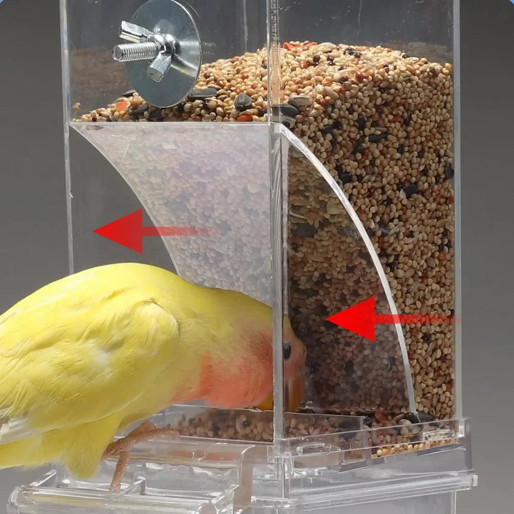 Automatic Bird Feeders No Mess Parrot Feeder Drinker Acrylic Seed Food Container Cage Accessories For Small And Medium Parakeets