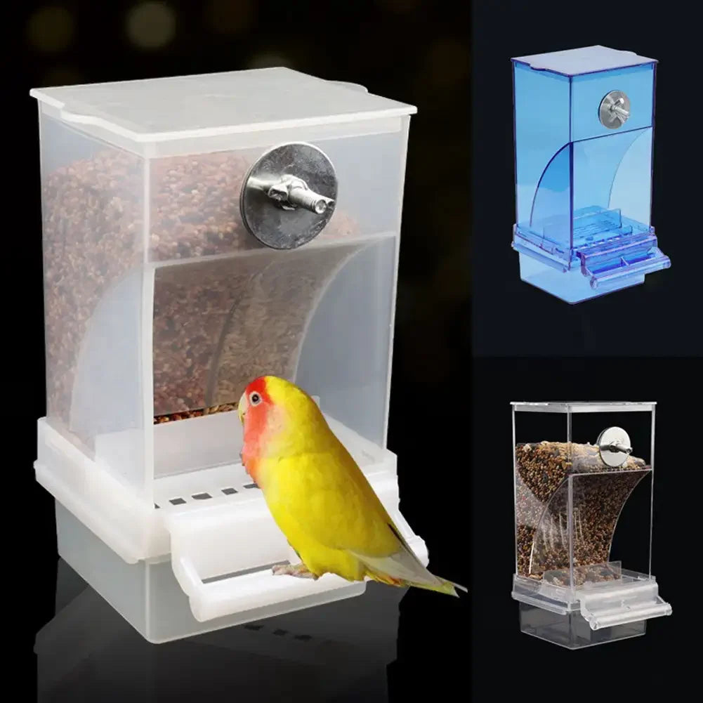 Automatic Bird Feeders No Mess Parrot Feeder Drinker Acrylic Seed Food Container Cage Accessories For Small And Medium Parakeets