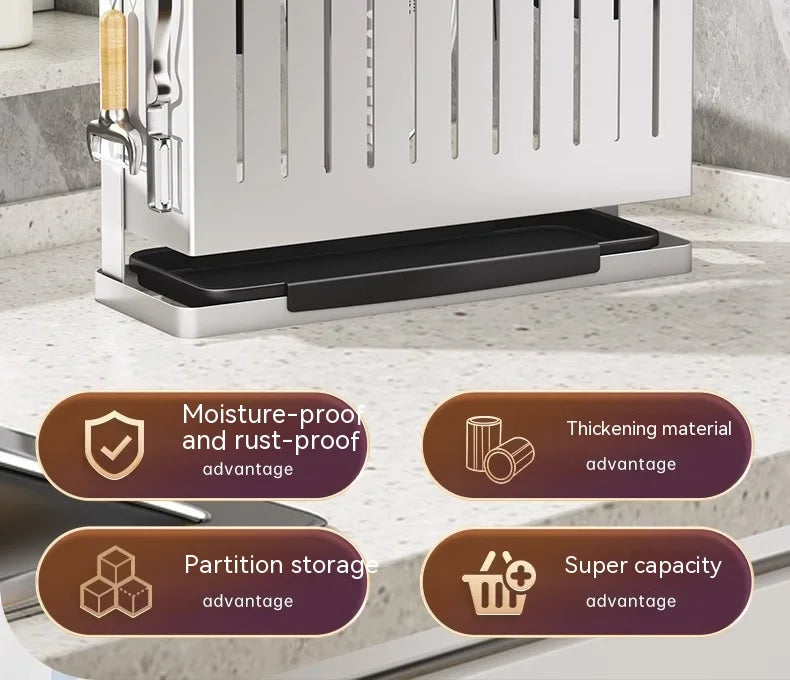 Kitchen wall mounted storage knife rack Spice rack Multi-functional storage rack Non-porous chopsticks spoon storage rack