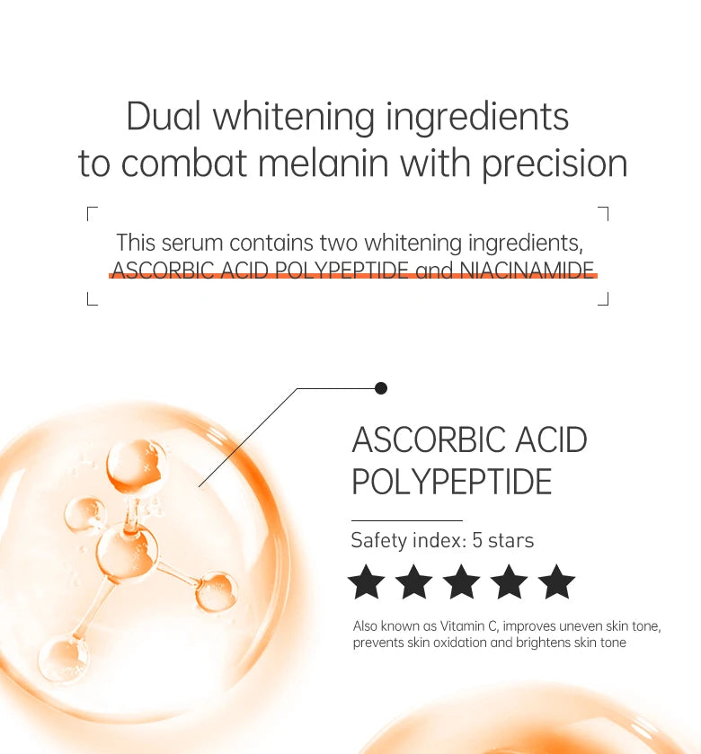 JoyPretty Vitamin C Face Skin Care Kit 5Pcs Whitening Cream for Dark Skin Serum Cleanser Facial Skin Lightening Moisturizing Set