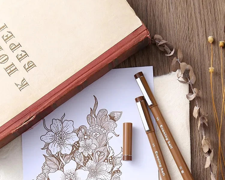 Brown Pigment Liner Needle Waterproof Drawing Pen For Sketch Watercolor Drawing Needle Pen Hook Line Pen Stationery Art Supplies