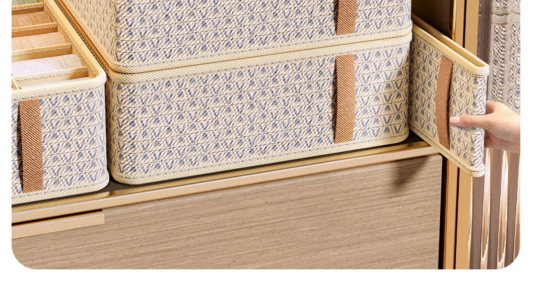 1pc Khaki/Wine Red Non Woven Multi Grid Underwear Sock Storage Box Household Wardrobe Organization and Storage