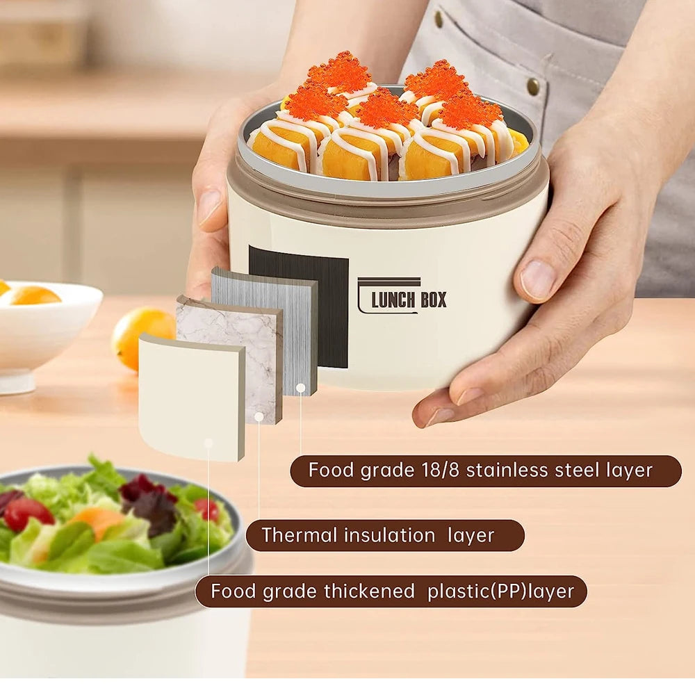 Thermal Lunch Box Portable Stackable Bento Japanese Style Leakproof Bento Box Microwave oven Dinnerware for Students