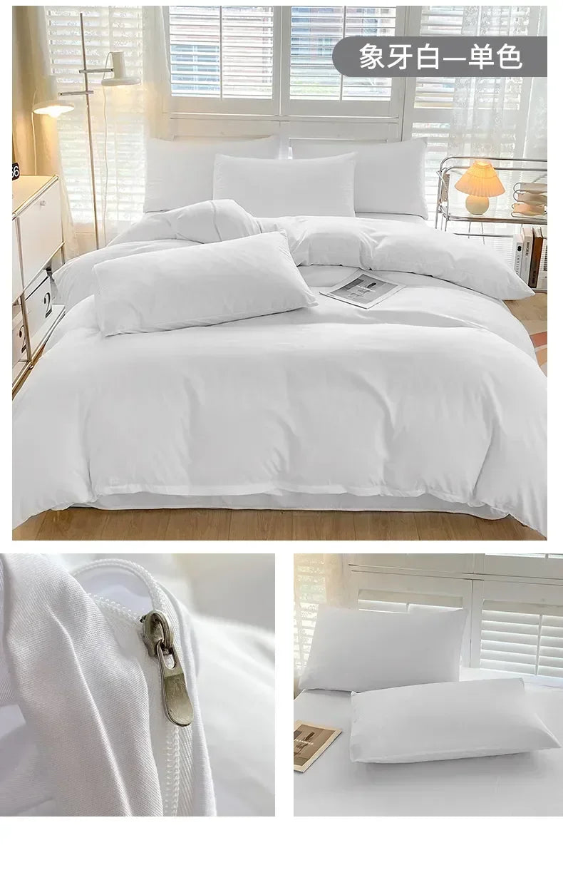 Solid Color Simple 3 Four-piece Set Student Dormitory Household Bed Sheet Kit