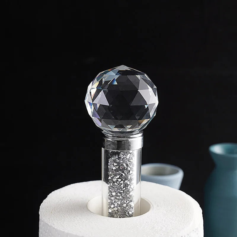 Crystal Paper Towel Holder Stand Countertop Toilet Tissue Roll Holders with Bling Heavy Base House Decor for Kitchen Bathroom
