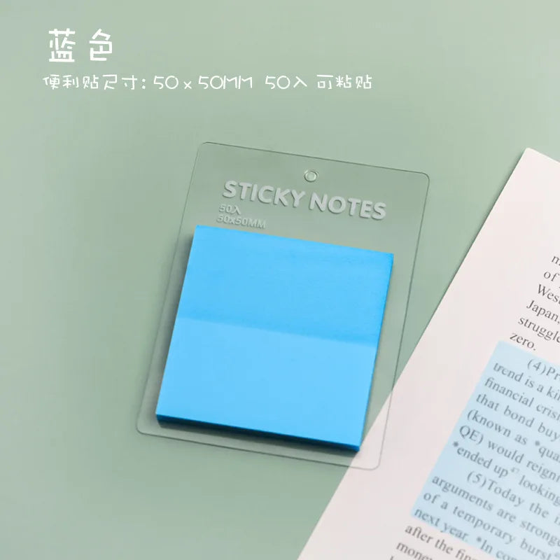 50 Sheets Color Transparent Waterproof 50*50mm Sticky Note Pads Notepads for School Stationery Office Supplies