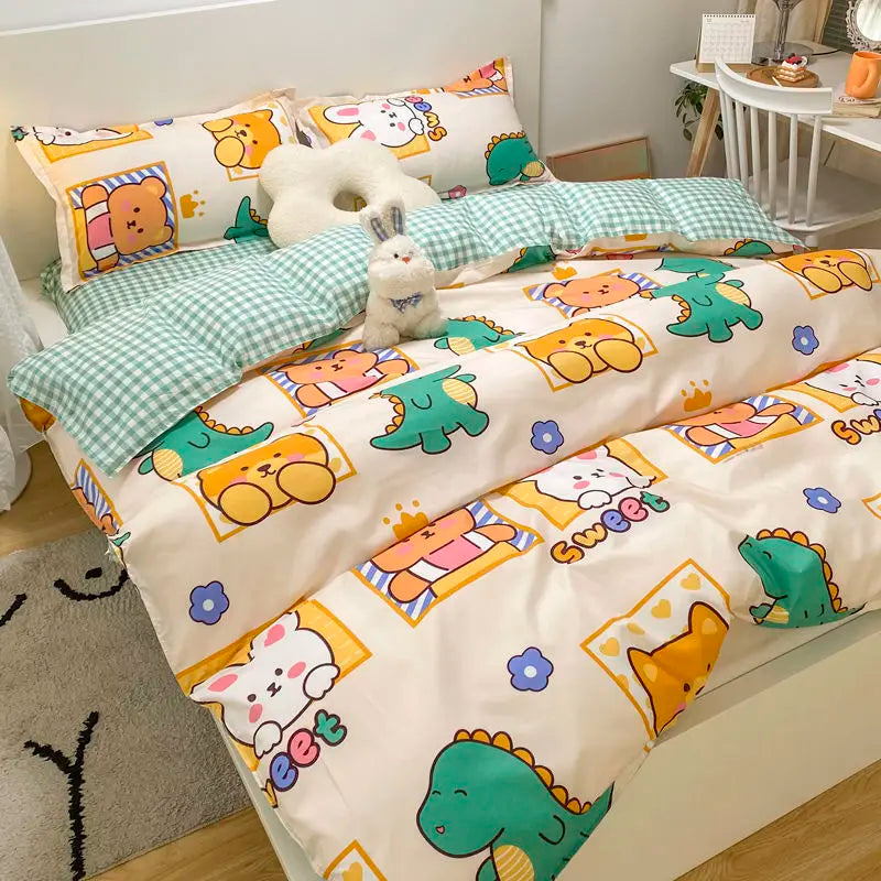 Floral Bed Duvet Covers Pastoral Four Seasons Polyester Quilt Cover King Queen Size Bedroom Bedding Home Textile Simple Cozy