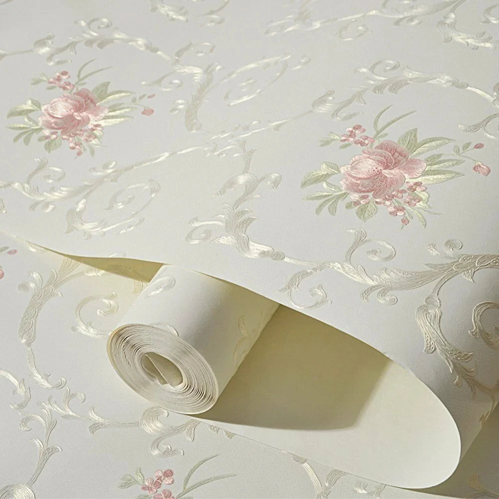 European Self-adhesive Non-woven Wallpaper 3d Garden Flower Warm Bedroom Living Room Wall paper Home Decor Luxury Wall Stickers