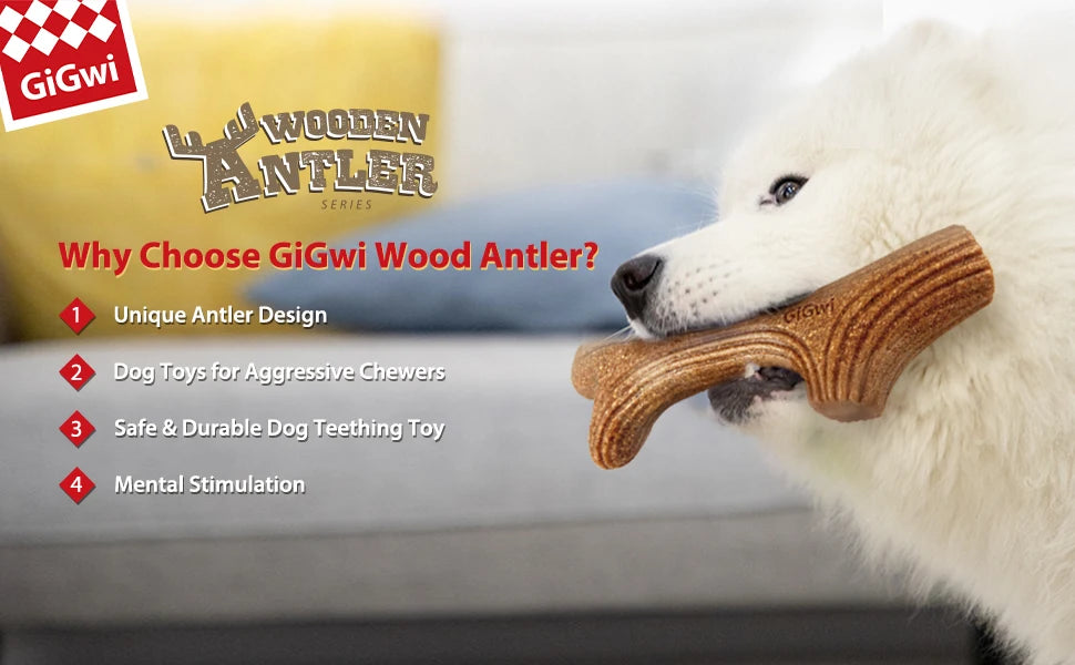 GiGwi Dog Chew Toy Real Wood Powder PP Dog Interactive Toy Tree Branch Dog Dental Chews Stick Pet Chewing Toys Bone Dogs Gift