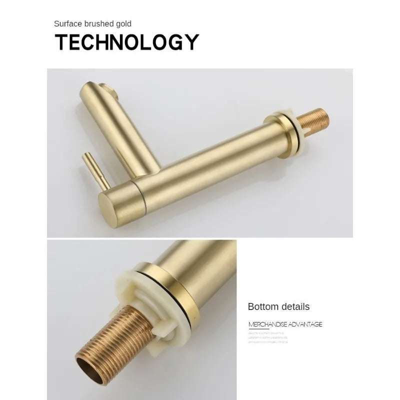 Bathroom Basin Faucet 1/2Inch 304 Stainless Steel Single Cold Water Tap Gold Black Sink Faucet Replacement Bathroom Accessories