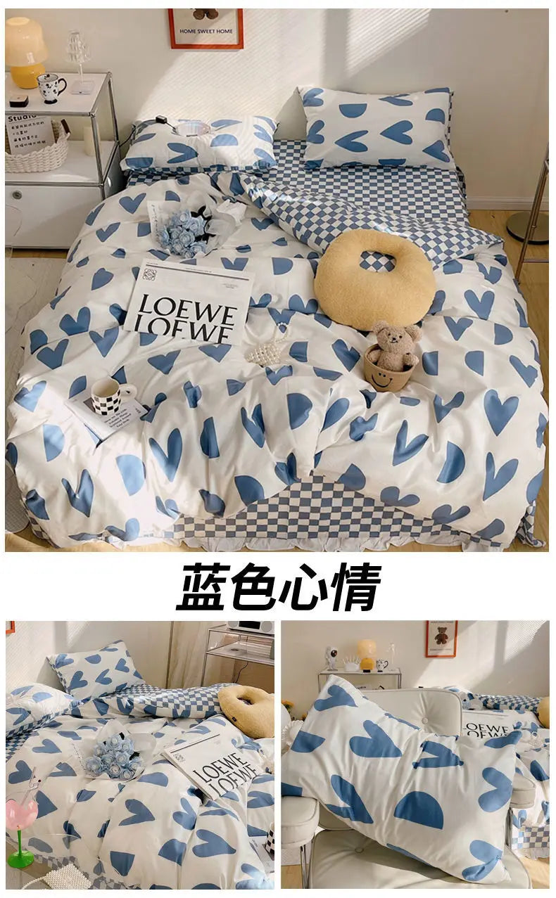 Floral Bed Duvet Covers Pastoral Four Seasons Polyester Quilt Cover King Queen Size Bedroom Bedding Home Textile Simple Cozy