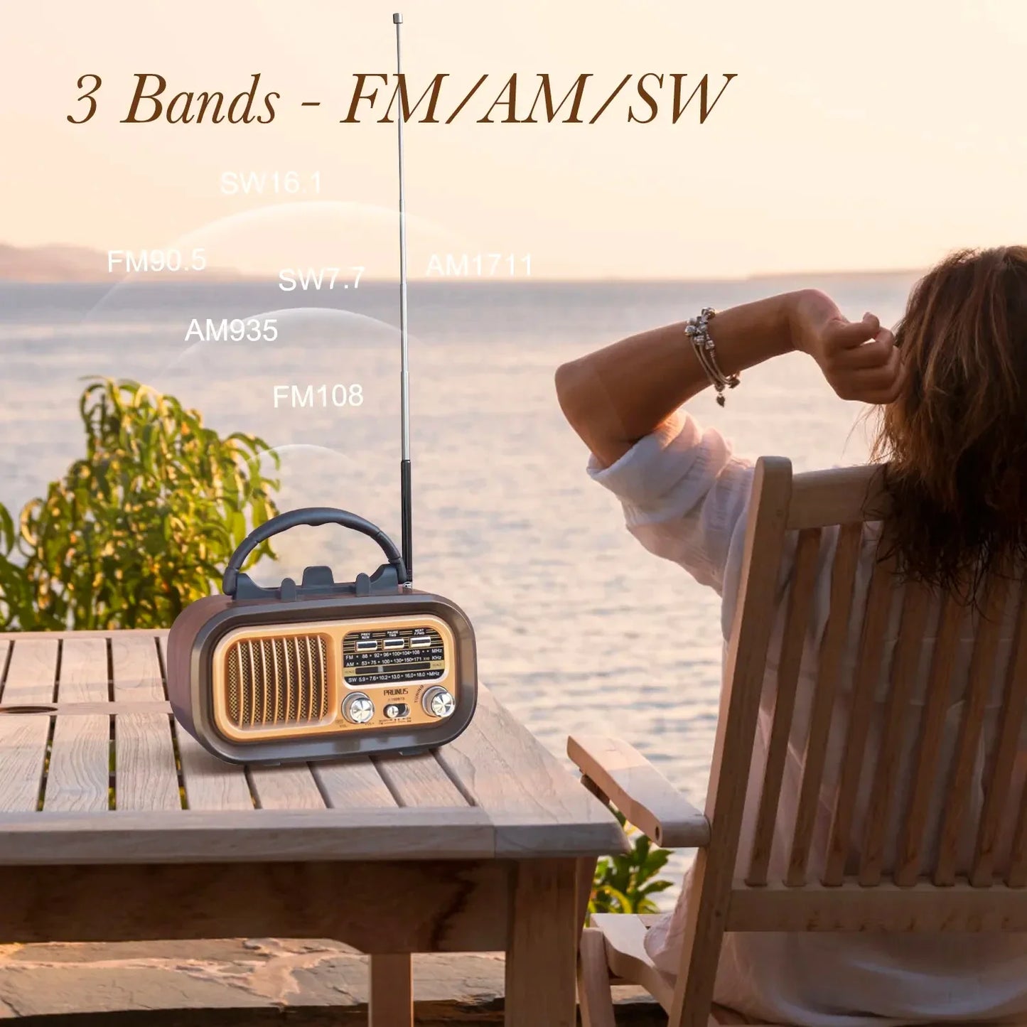 Mini Wooden Radio With Solar Panel Am Fm Sw Three Band Stereo Multi Functional Music Player Retro Portable Bluetooth Speaker