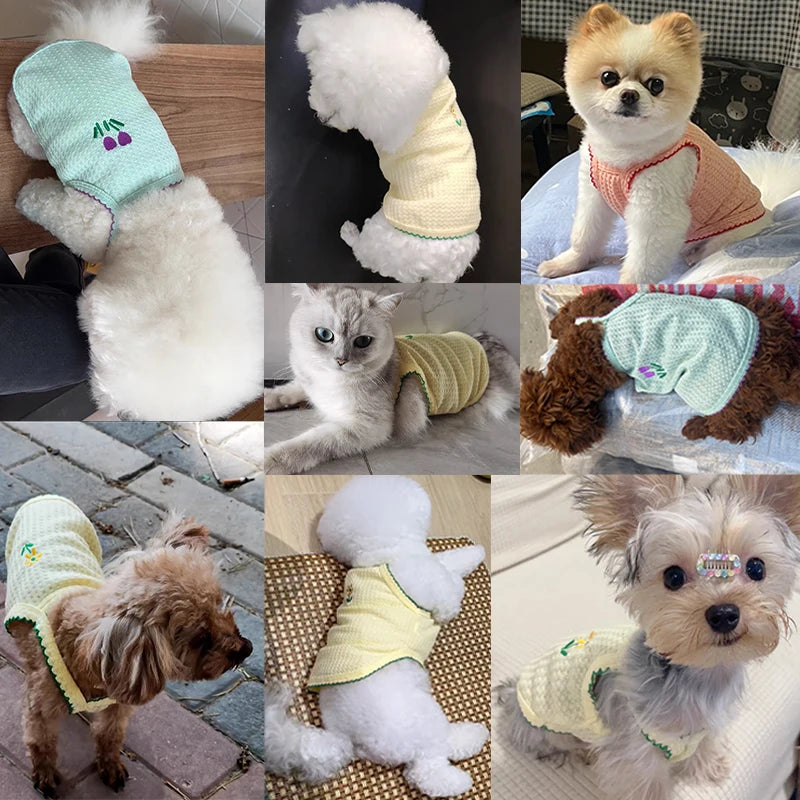 Summer Dog Shirts Cute Flower Pattern Shirt Puppy Thin Soft Vest Cat Solid shirt Chihuahua Yorkie Fashion Clothing Pet Supplies