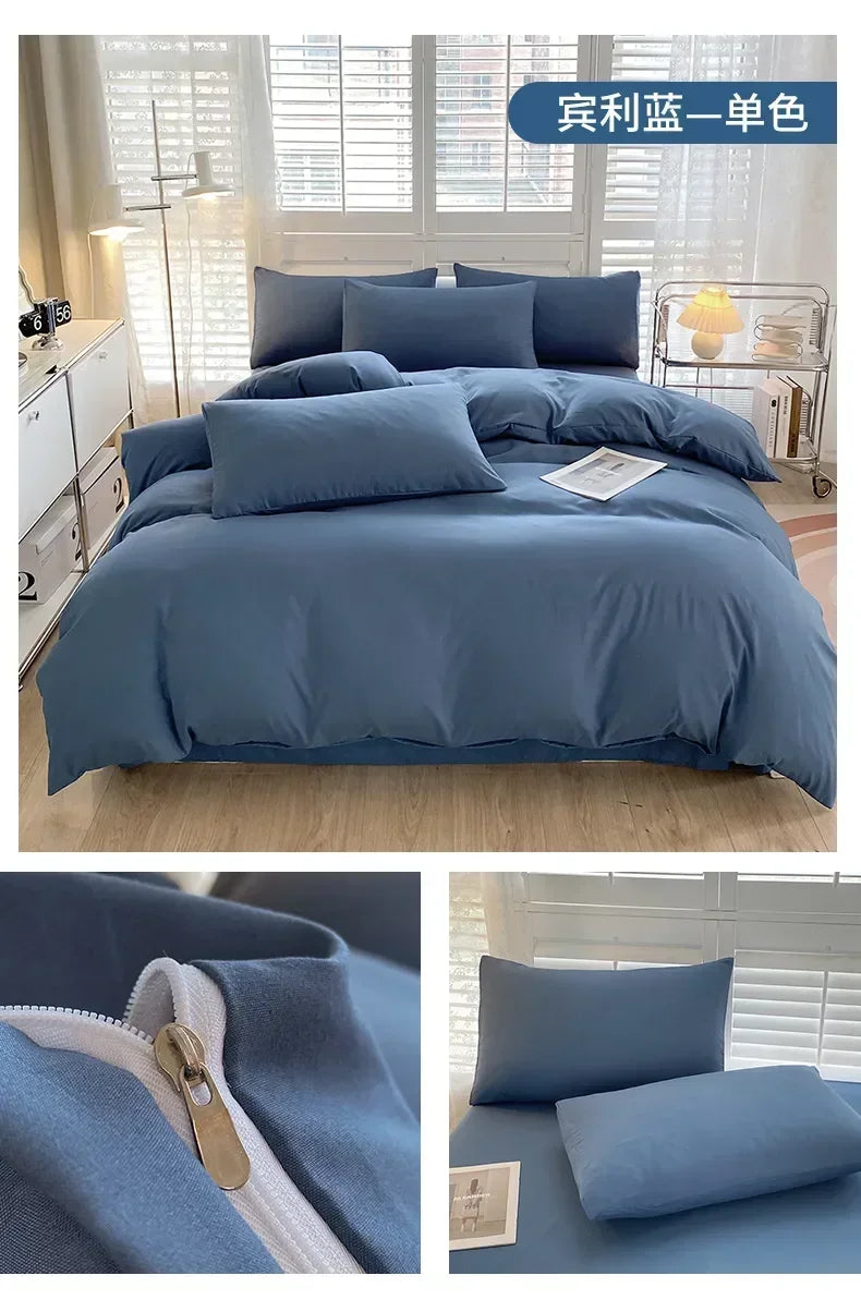 Solid Color Simple 3 Four-piece Set Student Dormitory Household Bed Sheet Kit