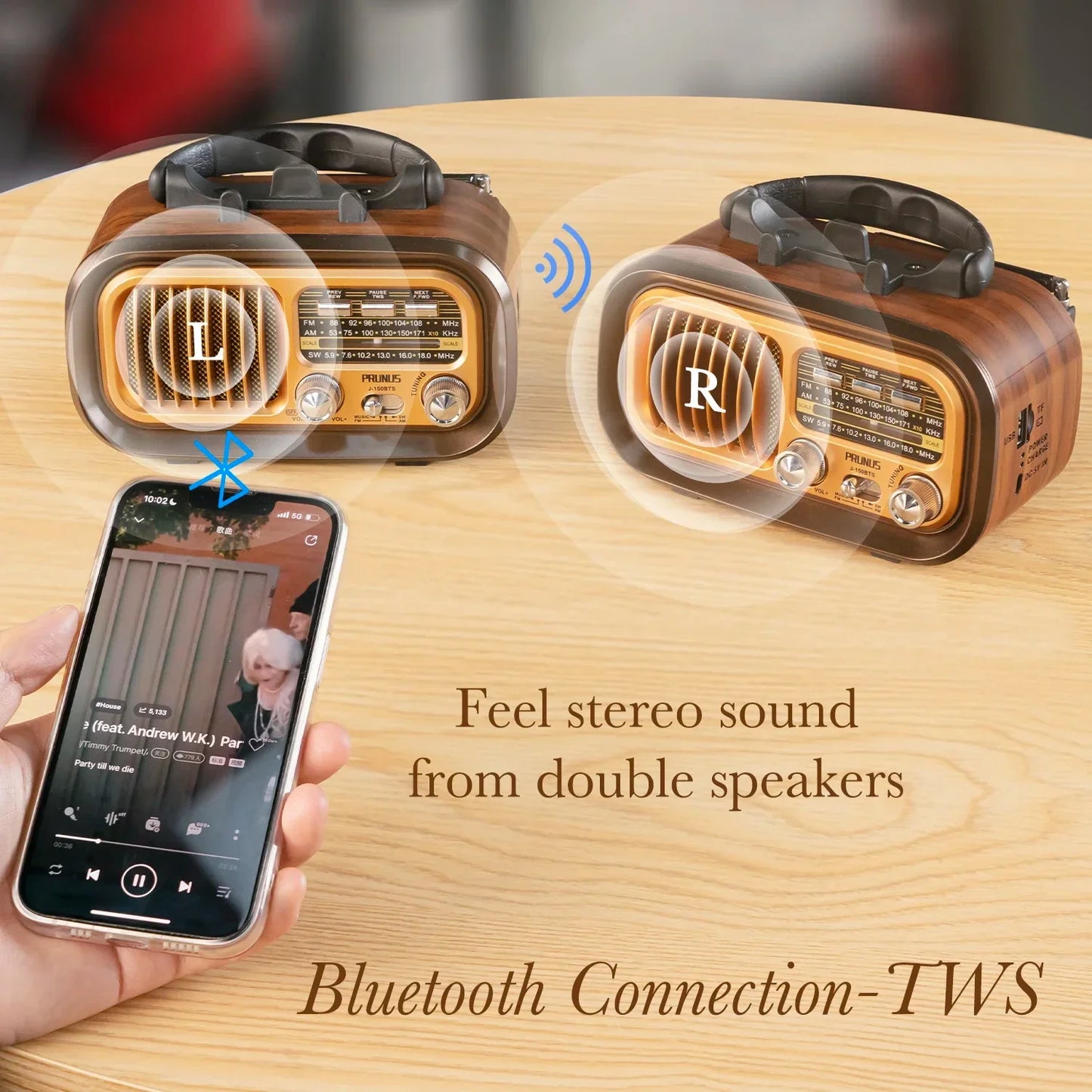 Mini Wooden Radio With Solar Panel Am Fm Sw Three Band Stereo Multi Functional Music Player Retro Portable Bluetooth Speaker