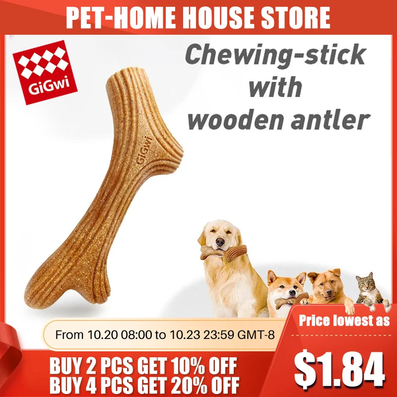 GiGwi Dog Chew Toy Real Wood Powder PP Dog Interactive Toy Tree Branch Dog Dental Chews Stick Pet Chewing Toys Bone Dogs Gift