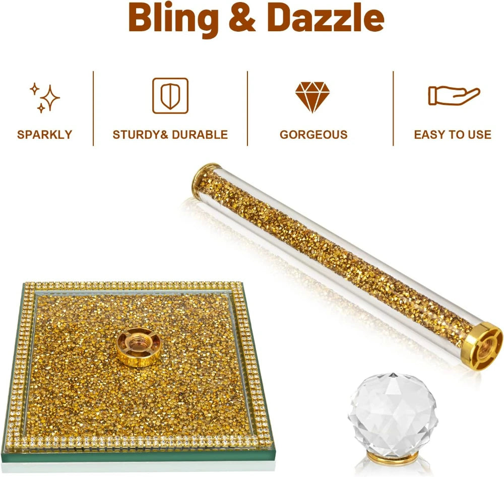 Crystal Paper Towel Holder Stand Countertop Toilet Tissue Roll Holders with Bling Heavy Base House Decor for Kitchen Bathroom