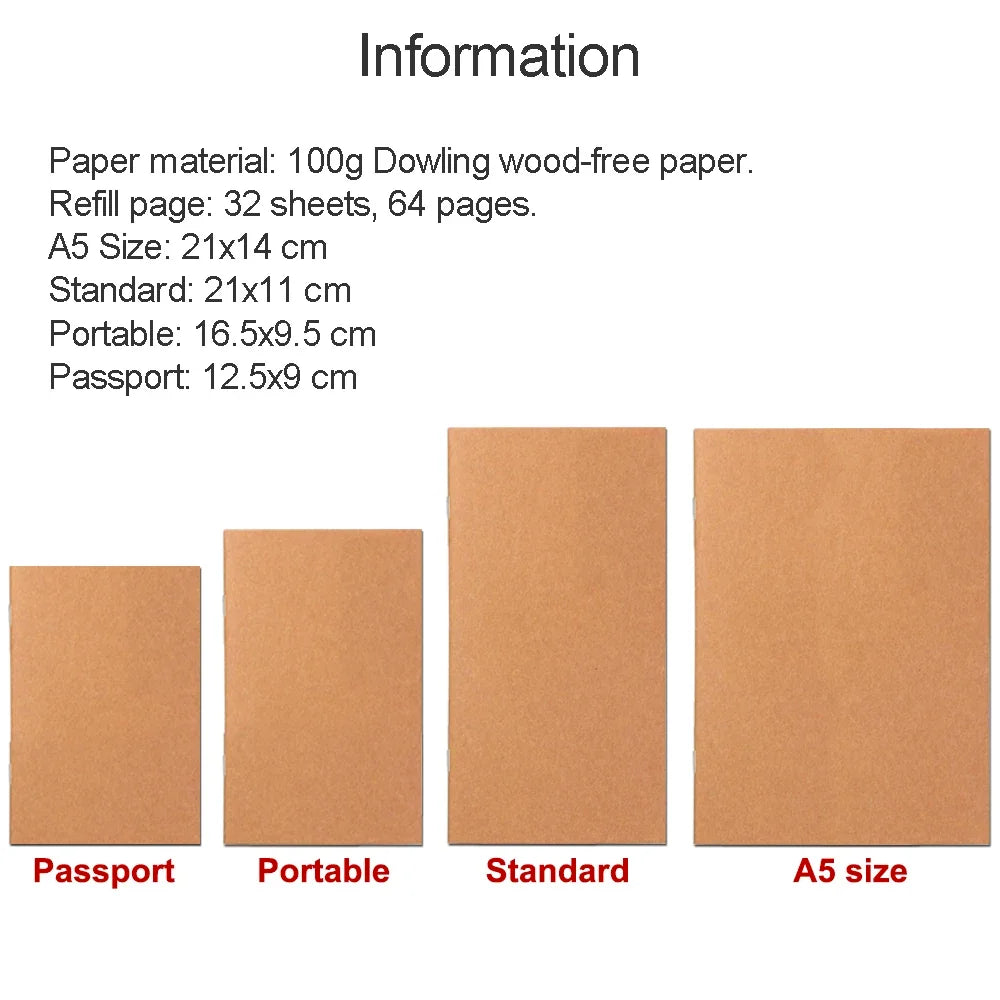 Fromthenon Handmade TN Leather Planner Refill Inserts Replace Inner Core Standard Passport A5 Size Travelers Notebook Journals