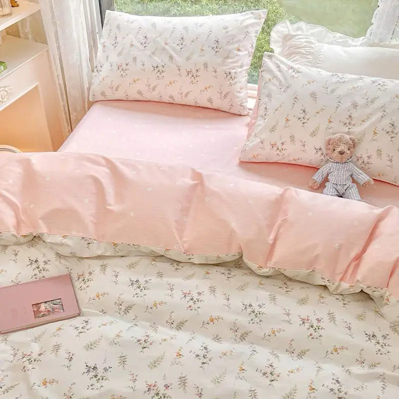 Floral Bed Duvet Covers Pastoral Four Seasons Polyester Quilt Cover King Queen Size Bedroom Bedding Home Textile Simple Cozy