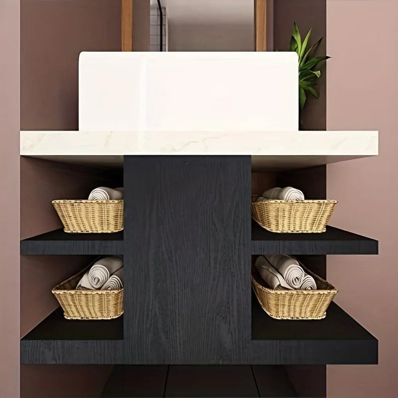 Black Wood Self-adhesive And Removable Wallpaper Vinyl For Countertop Furniture Kitchen Walls Realistic Wood Feel Home Decor