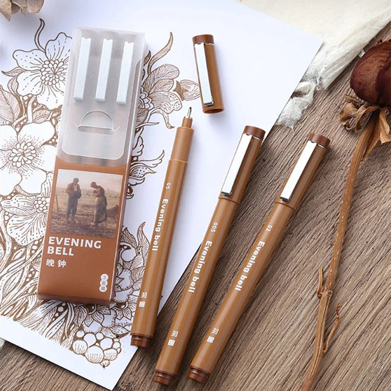 Brown Pigment Liner Needle Waterproof Drawing Pen For Sketch Watercolor Drawing Needle Pen Hook Line Pen Stationery Art Supplies