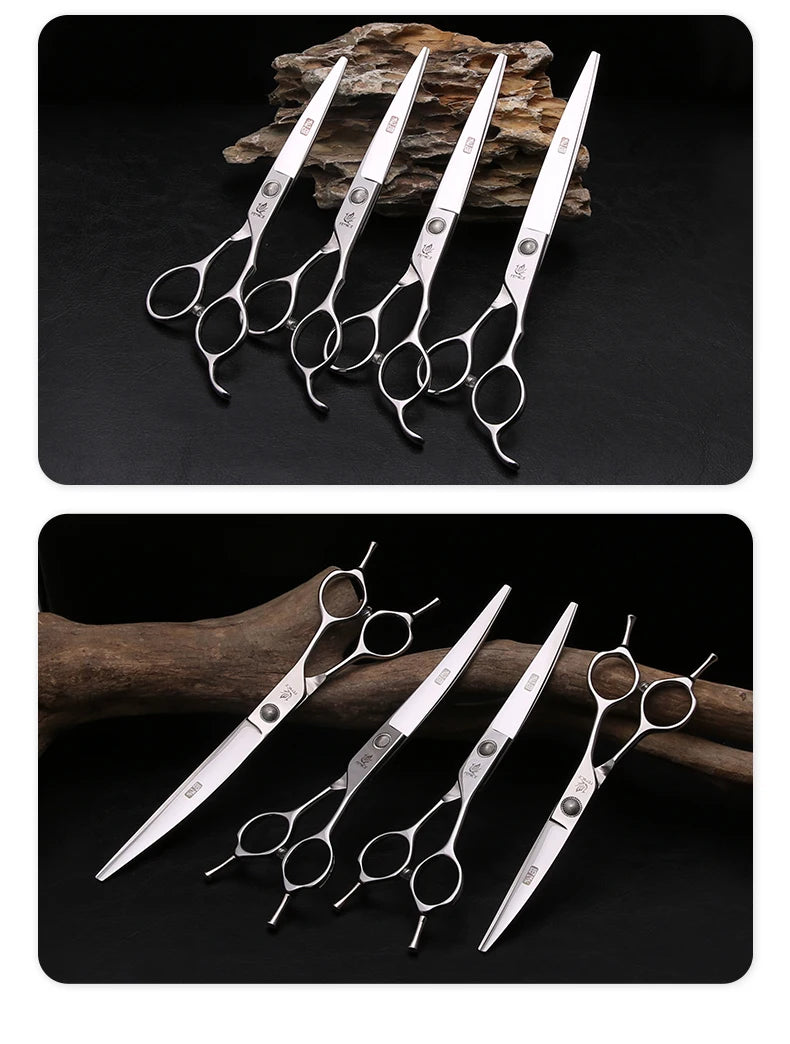 Fenice Professional Home Pets Grooming Set 6//6.5/7/7.5 Inch Bearing Screw Straight Curved Thinning Chunker Shears for Dogs/Cat